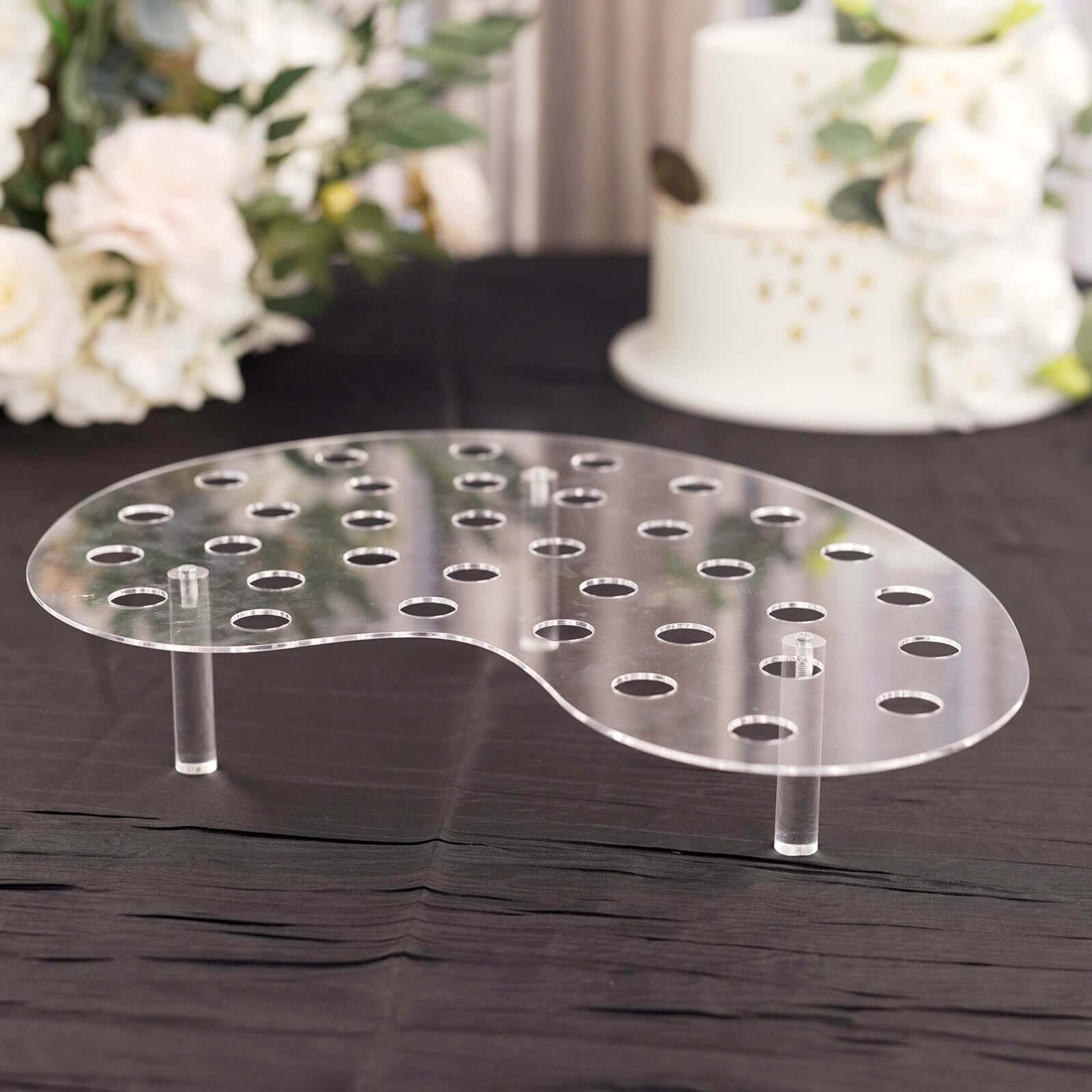 35-Slot Acrylic Ice Cream Cone Display Stand 16" Clear - Mini Snow Cone Holder Tray for Events - Pack of 1 Holder